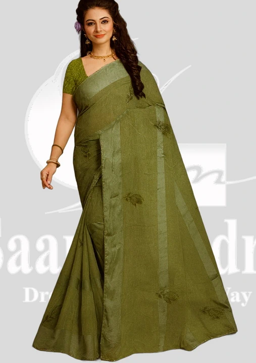 Lace Printed Saree &ndash; UBR &ndash; Dark Green Mix